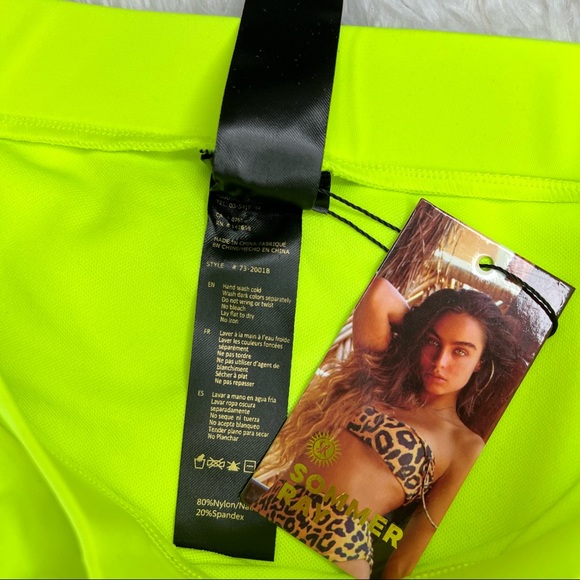 NEW Sommer Ray High Rise Piping Bikini Bottoms in Neon Yellow Size XS - Picture 5 of 9